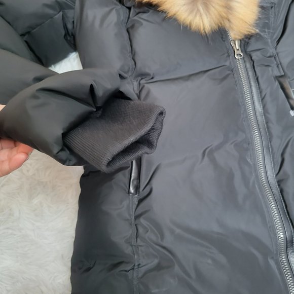 Mackage Black Down Coat with Natural Fur Signature Mackage Collar - Size S - Picture 12 of 16